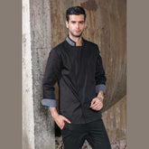 chef jaket black and grey puss botton - Mabrook Hotel Supplies
